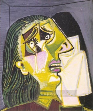 キュービズム Painting - La femme qui pleure 10 1937 キュビズム
